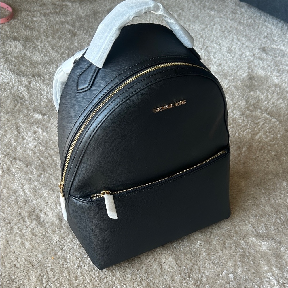 Michael Kors Black Mini Backpack with Gold Zippers - Brand New!!
